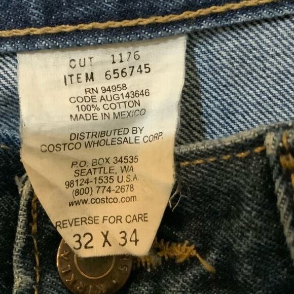 Kirkland Signature Denim Men 32x34 Straight Zip Fly Med Wash Pockets Blue Jeans - Picture 9 of 9